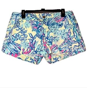 Lilly Pulitzer High Waist Blue and Pink Shorts Size 8